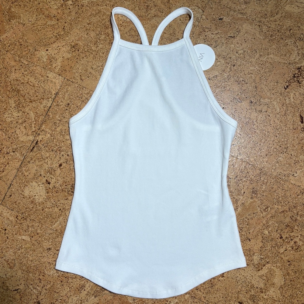 Nia Georgia Racerback Ribbed Knit Tank NWT In White Sz M